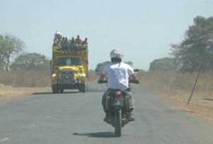 Truck driving on highway in the Gambia